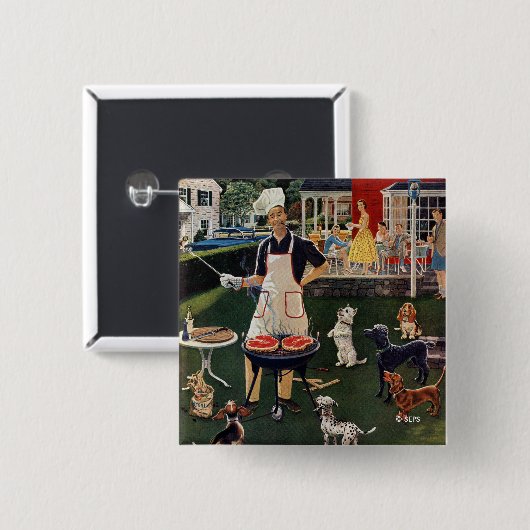Hete honden vierkante button 5,1 cm (Voorkant /achterkant)