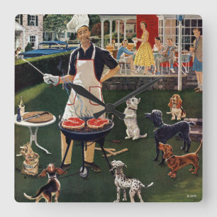 Hete honden vierkante klok