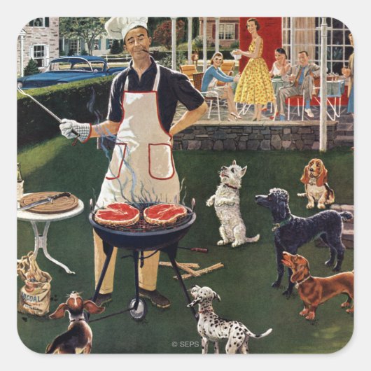 Hete honden vierkante sticker (Voorkant)