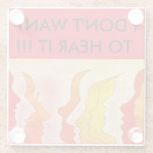 Hete hoofden, IK WIL HET NIET HOREN. Glazen Onderzetter (Achterkant)