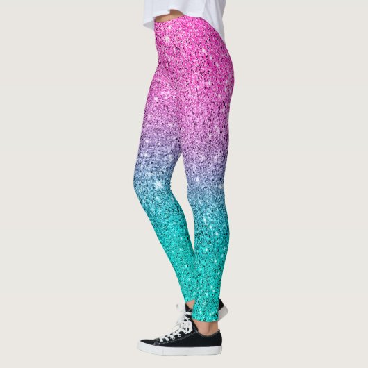 Hete inkt en turquoise glitter ombre leggings (Links)
