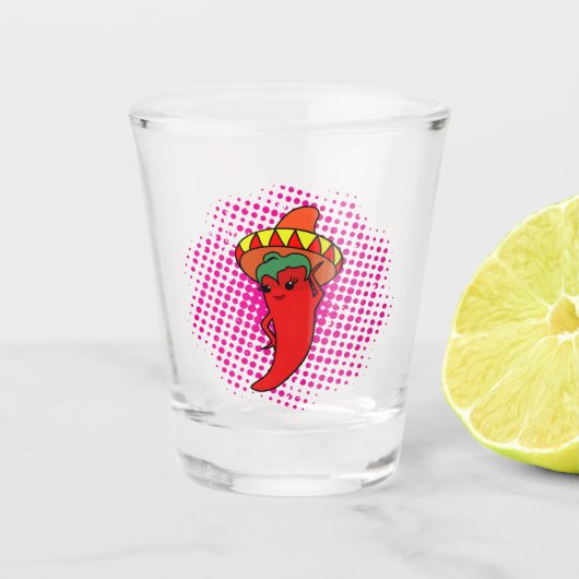 Hete Kawaii Peper Diva Roze Spiraal Shot Glas (Voorkant)