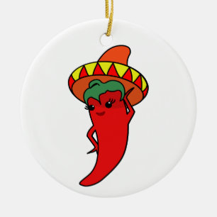 Hete Kawaii Pepper Diva Keramisch Ornament