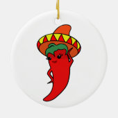 Hete Kawaii Pepper Diva Keramisch Ornament (Achterkant)
