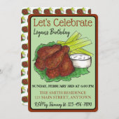 Hete Kippenvleugels Laten we een verjaardagsfeest Kaart (Voorkant / Achterkant)