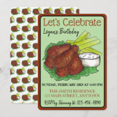 Hete Kippenvleugels Laten we een verjaardagsfeestj Kaart (Voorkant / Achterkant)