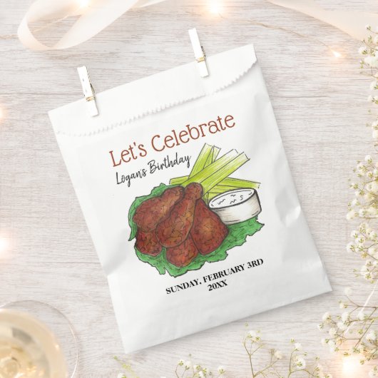 Hete kippenvleugels Laten we verjaardagsfeestje vi Bedankzakje (Geknipt)