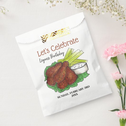 Hete kippenvleugels Laten we verjaardagsfeestje vi Bedankzakje (Gezegeld)