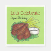 Hete kippenvleugels Laten we verjaardagsfeestje vi Servet (Voorkant)