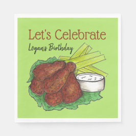 Hete kippenvleugels Laten we verjaardagsfeestje vi Servet