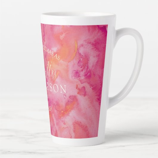 Hete kleur eerste kerst meneer en mevrouw. latte mok (Rechts)