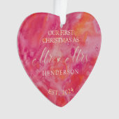 Hete kleur eerste kerst meneer en mevrouw. ornament (voorkant)