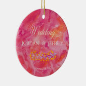 Hete kleur romantische bruiloft keramisch ornament (Rechts)