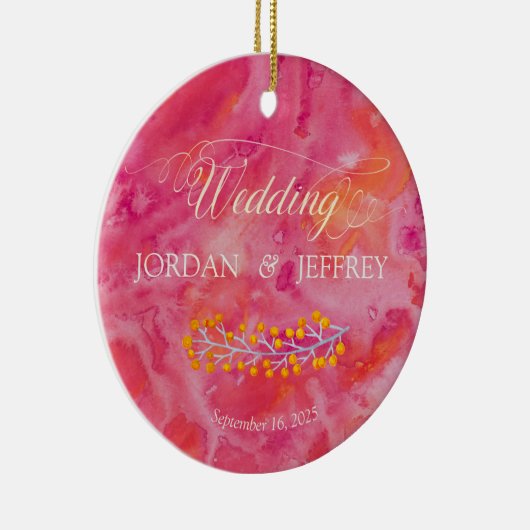 Hete kleur romantische bruiloft keramisch ornament (Rechts)