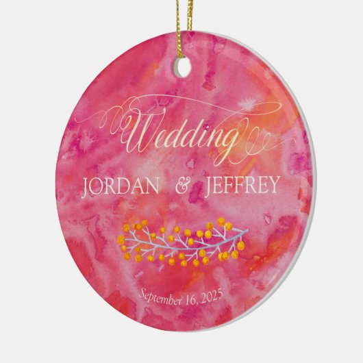 Hete kleur romantische bruiloft keramisch ornament (Links)