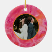 Hete kleur romantische bruiloft keramisch ornament (Achterkant)