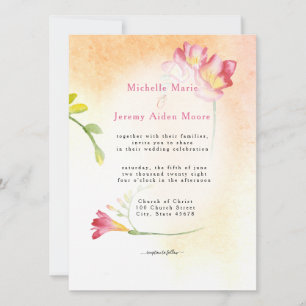 Hete Kleur Roze Freesia Bloemen Kaart