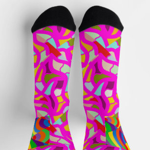 Hete kleuren, mozaïek en regenbogen en kunst sokken