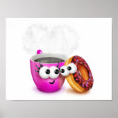 Hete koffie en een donut Poster (Voorkant)