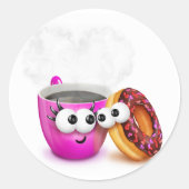 Hete koffie en een donut Stickers (Voorkant)
