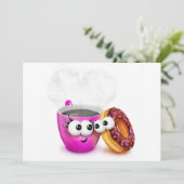 Hete koffie en uitvindingen van donut kaart (Staand voorkant)