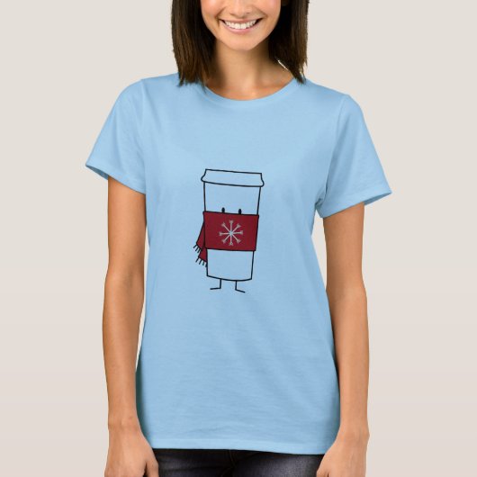 Hete Koffie met de Sjaal van de Sneeuwvlok T-shirt (Voorkant)