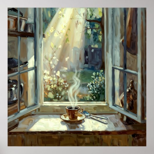 Hete koffie - Painterly Sill Life Art Style Poster (Voorkant)