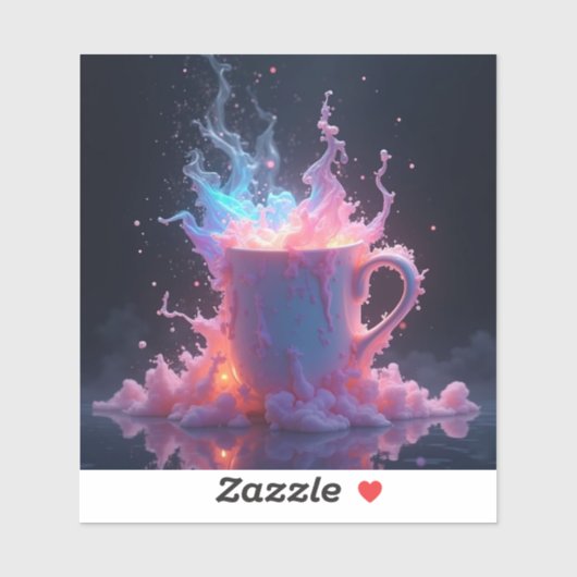 Hete koffie uitbarsting in pastel sticker (Vel)