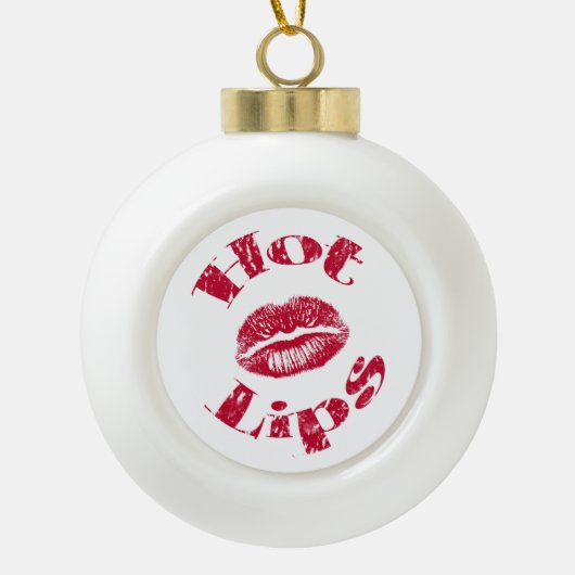 Hete lips, rode lips keramische bal ornament (Voorkant)
