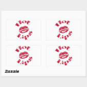 Hete lips, rode lips rechthoekige sticker (Vel)