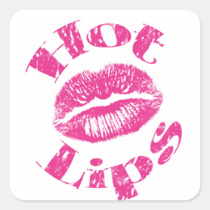 Hete lips! Roze lips Vierkante Sticker