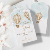 Hete lucht bruine ballonnen blauwe vlaggen wolken  cadeaulabel