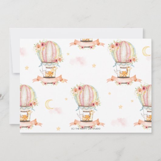 Hete Luchtballon 1e Verjaardag Oerwoud Dieren Foto Kaart (Achterkant)