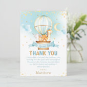 Hete Luchtballon 1e Verjaardag Oerwoud Dieren Jong Bedankkaart (Staand voorkant)