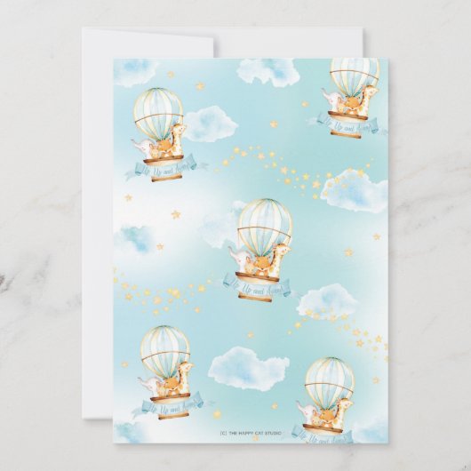 Hete Luchtballon 1e Verjaardag Oerwoud Dieren Jong Bedankkaart (Achterkant)