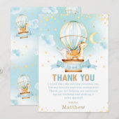 Hete Luchtballon 1e Verjaardag Oerwoud Dieren Jong Bedankkaart (Voorkant / Achterkant)