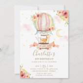 Hete Luchtballon 1e Verjaardag Oerwoud Dieren Meis Kaart (Voorkant)