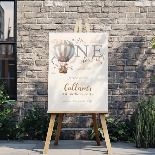 Hete luchtballon 1e verjaardag Poster