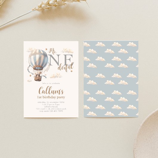 Hete Luchtballon 1e Verjaardag Uitnodiging