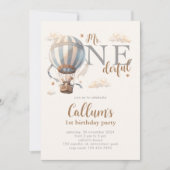 Hete Luchtballon 1e Verjaardag Uitnodiging (Voorkant)