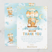 Hete Luchtballon 1e Verjaardag Woodland Dieren Jon Bedankkaart (Voorkant / Achterkant)