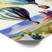 Hete luchtballon Albuquerque-Waterverf Poster (Hoek)
