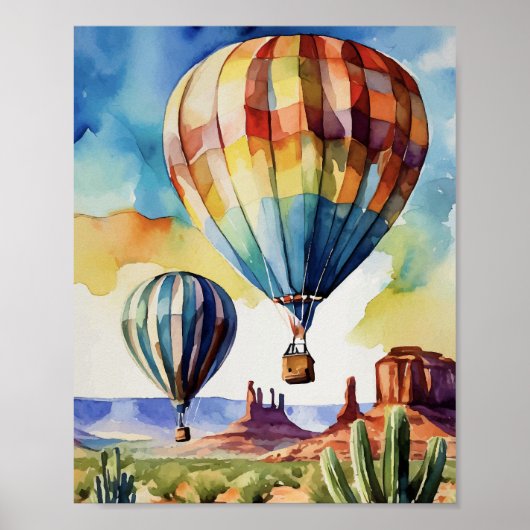 Hete luchtballon Albuquerque-Waterverf Poster (Voorkant)