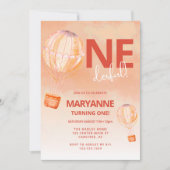 Hete Luchtballon Apricot Boho 1e Verjaardag Kaart (Voorkant)