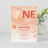 Hete Luchtballon Apricot Boho 1e Verjaardag Kaart (Staand voorkant)