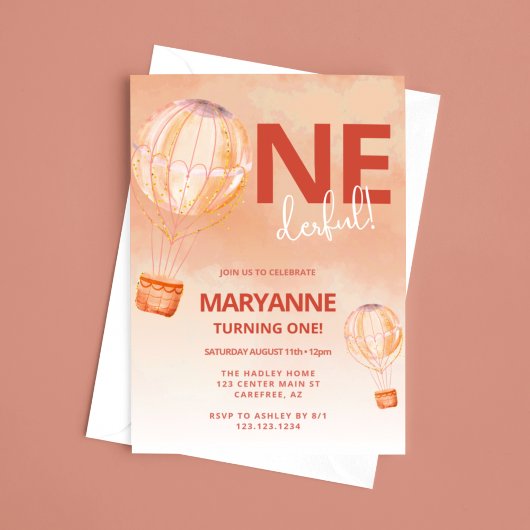 Hete Luchtballon Apricot Boho 1e Verjaardag Kaart