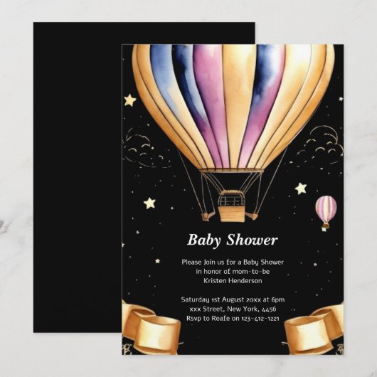 Hete Luchtballon Avontuur Baby shower Kaart (Voorkant / Achterkant)