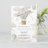 Hete Luchtballon Avontuur Baby shower Uitnodiging (Staand voorkant)