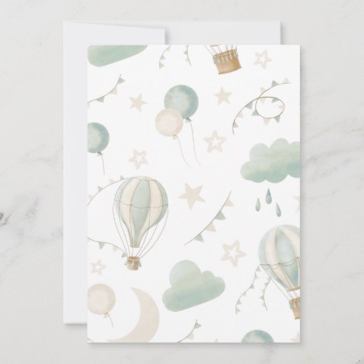 Hete Luchtballon Avontuur Baby shower Uitnodiging (Achterkant)