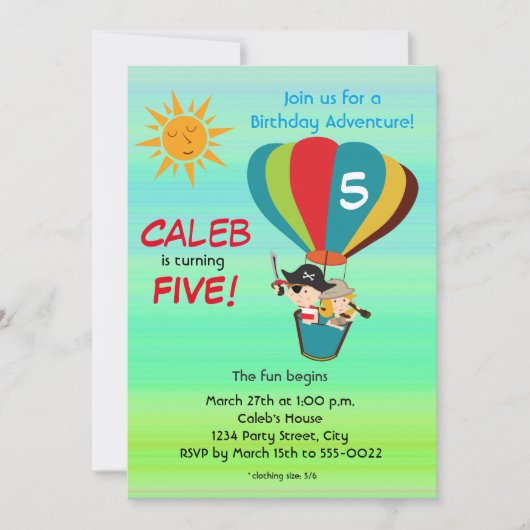  Hete Luchtballon Avontuur Kinderen Verjaardag Kaart (Voorkant)